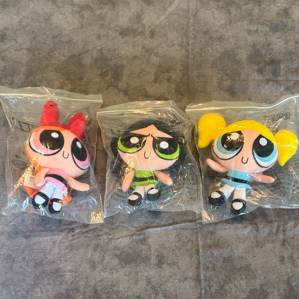 Powerpuff Girls Stuffed Animal Set - Pink, Green, Yellow